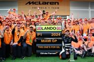 McLaren celebrate Lando Norris's win in Miami (Photo by Clive Mason/Getty Images)